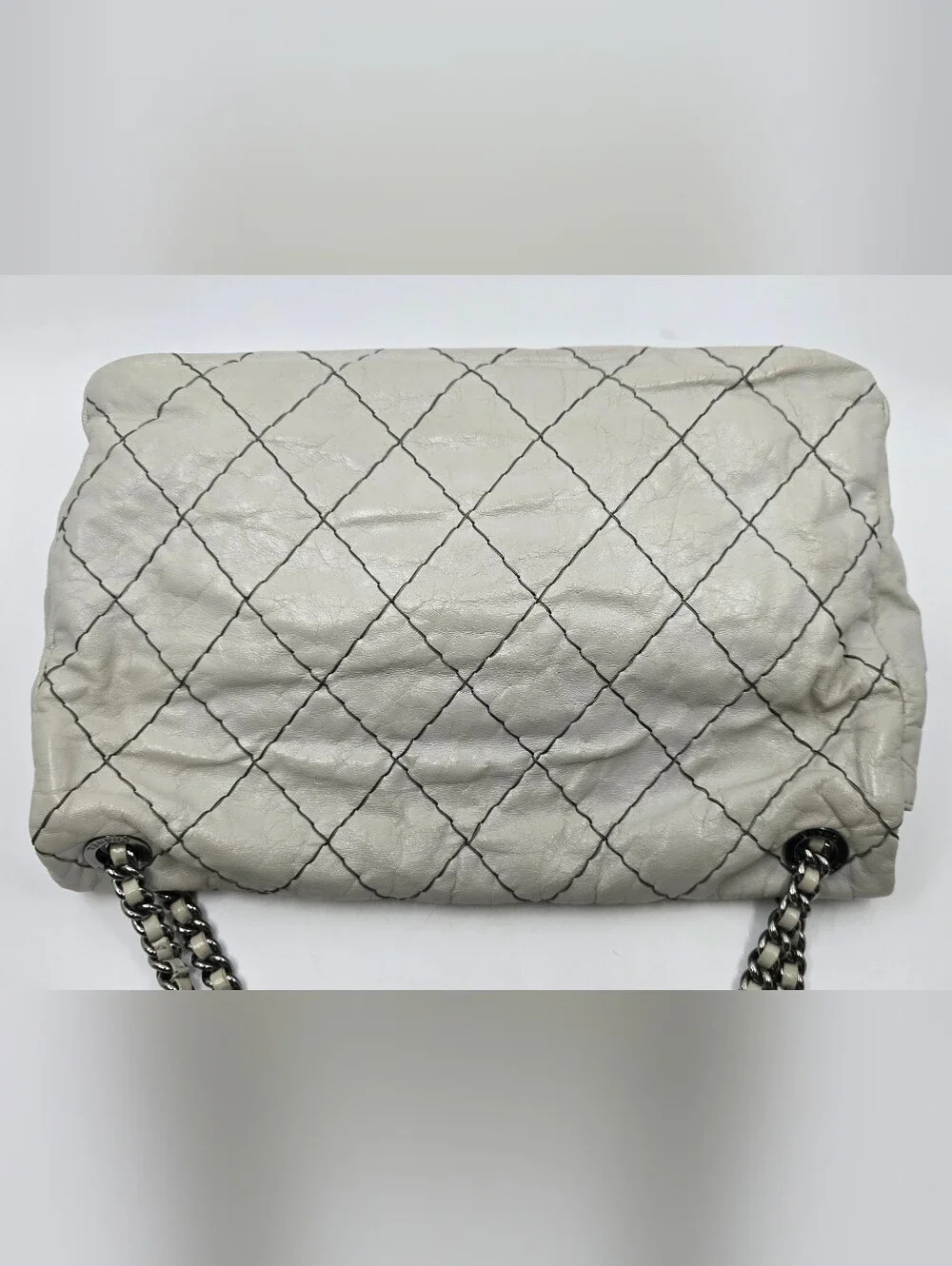 Chanel (2010) Glazed Goatskin Double Stitch Flap Maxi Bag